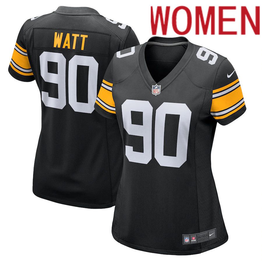 Cheap Women Pittsburgh Steelers 90 T.J. Watt Nike Black Alternate Game NFL Jersey